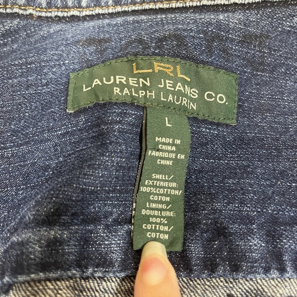 Vintage 90s Ralph Lauren Country Denim Chore Jean Jacket Large Womens - Picture 3 of 11